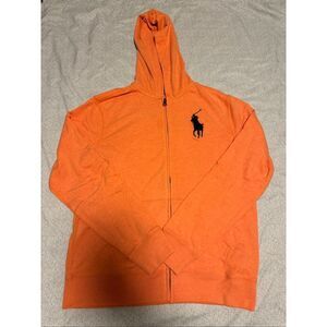 Polo Ralph Lauren Size XL 18-20 Youth Orange Zip Up Hoodie Sweater New
